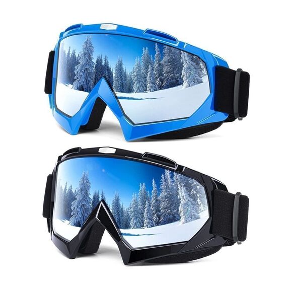 Black and Blue Ski Goggles Unisex 2 pairs - Picture 1 of 3